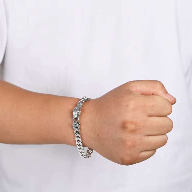 Mens Retro Hip Hop Snake Bracelet Real S925 Sterling Silver 925 Sterling Silver for Parties Boyfriend Jewelry