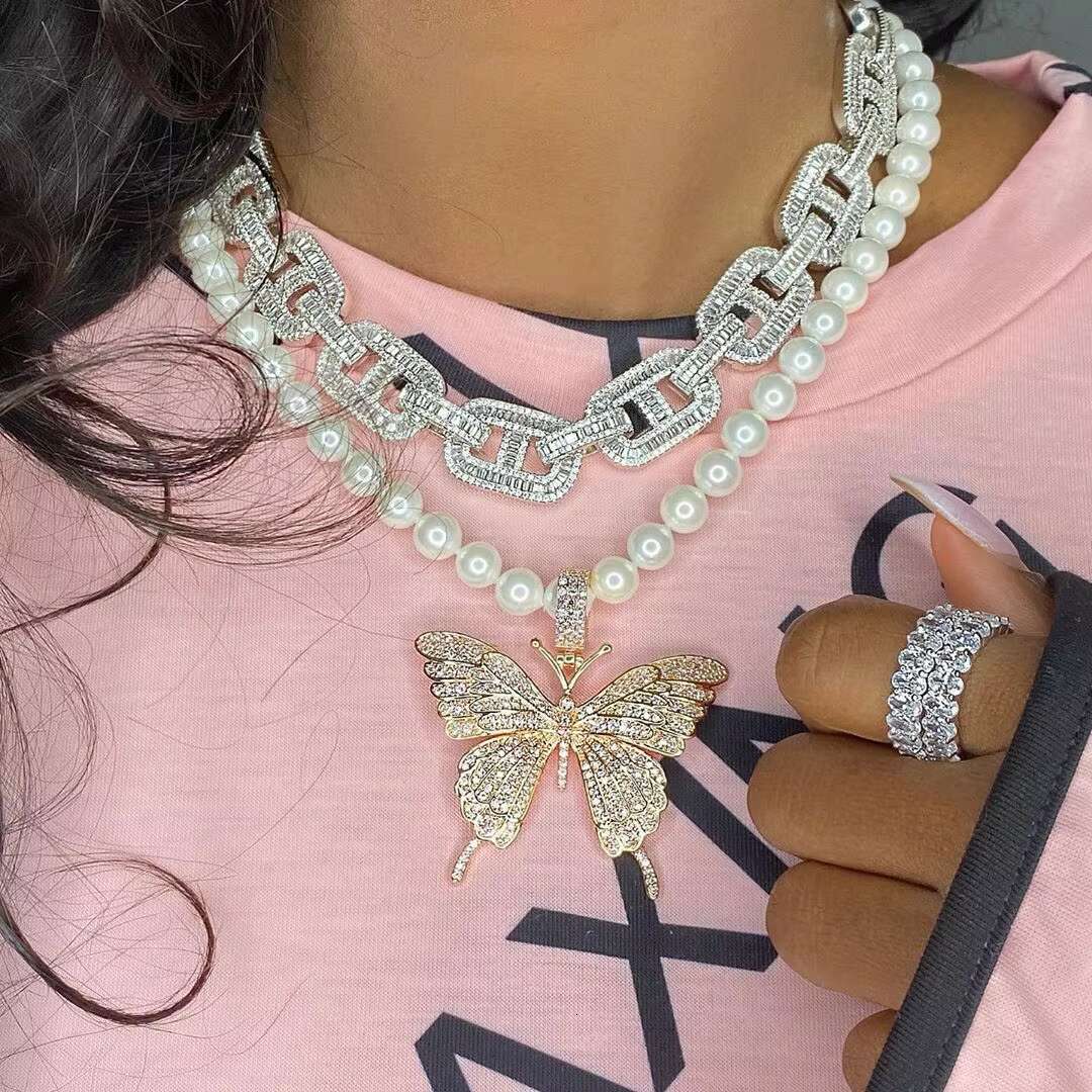 Iced Out Bling Rectangle Cz Cuban Chain Necklace for Women Men Hip Hop Ice Jewelry