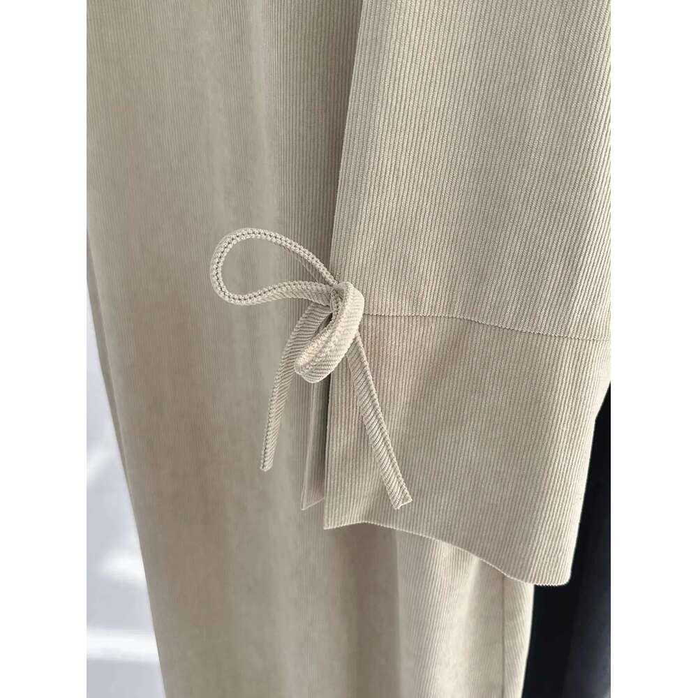 Winter Corduroy Bow Knot Sleeve Muslim Dress Modest Clothing Women Abaya Femmes Robe Musulmane Robes Prayer Clothes