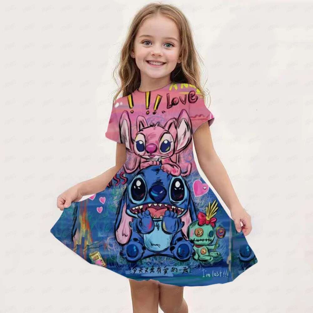 MINISO New Summer Girl Dress 3D Print Children's Clothing 2025 Cute Fashion Princess Cartoon Comfortable