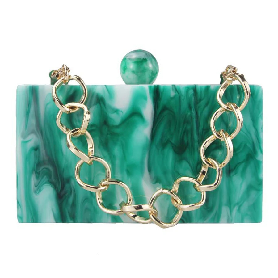 Marble yellow green mixed acrylic wallet and womens handbag shoulder clip cross body bag chain clutch wedding party 250428