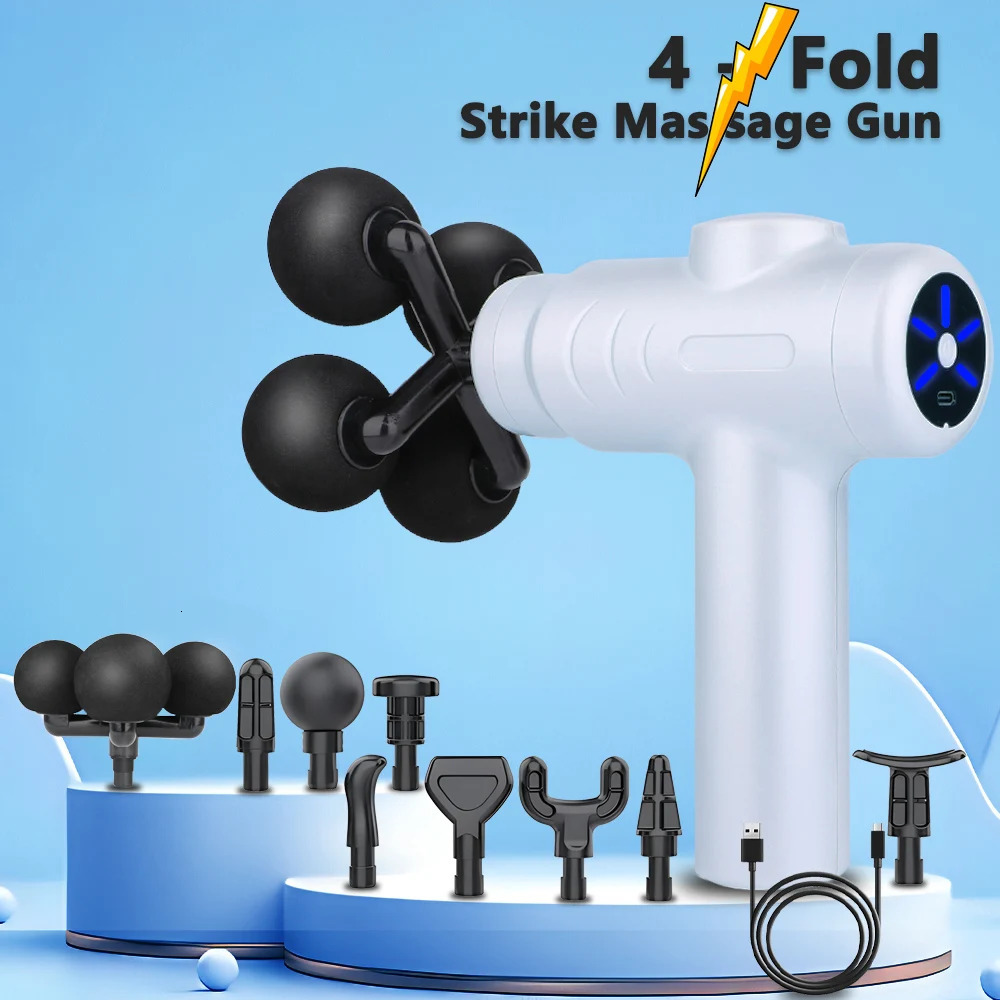 Massage Gun Variable Frequency 5 Levels Fascial gun Dual mode 4x Strike Massager head Massager Body Neck Back Leg Fitness Tool 250424