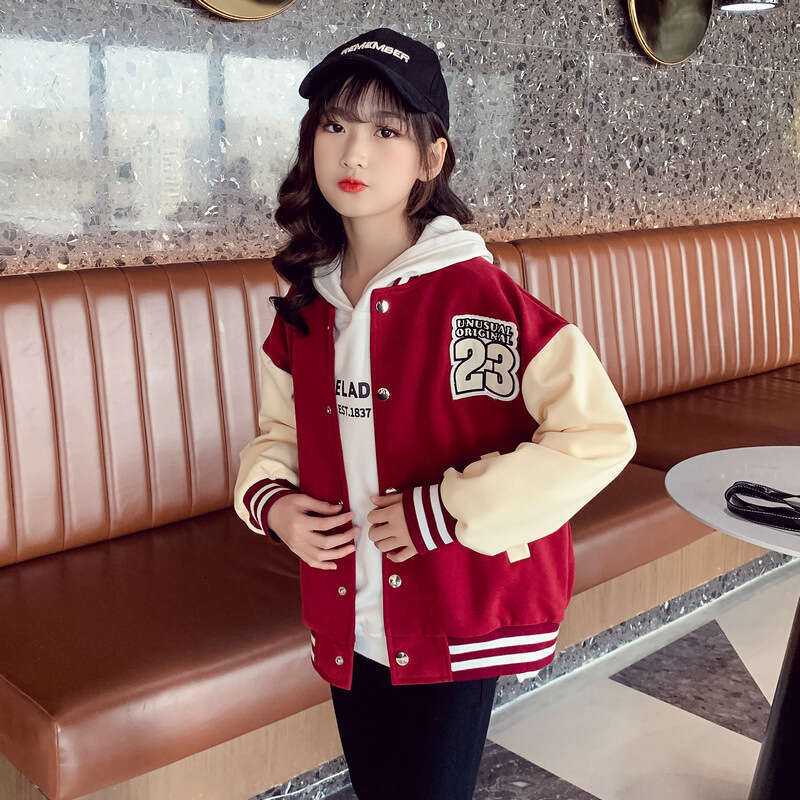 Girls' Outerwear Spring 2025 New Western Style Internet Celebrity Autumn Fashion Top Middle And Large Children's Baseball Jacket