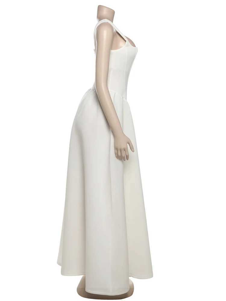 Nibber Zip Temperature Ball Dress Womens Sleeveless 2025 Summer Patch Work Ultra Thin Strap Formal Banquet Party Body W250430