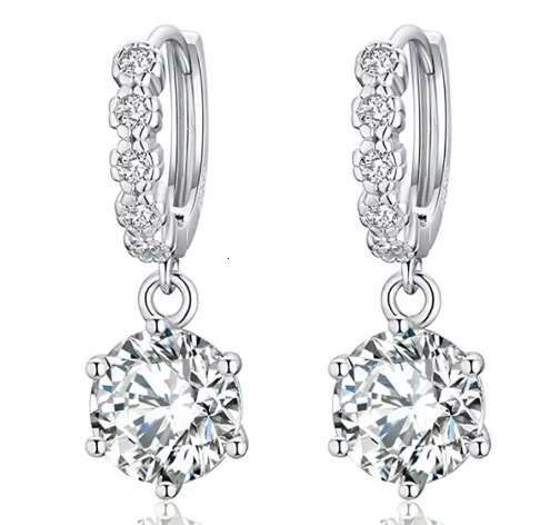 GRA VVS 1CT Diamond Tennis Long Hanging Dangle Hoop Moissanite Earring for Women 925 Sterling Silver Engagement Fine Jewelry Set