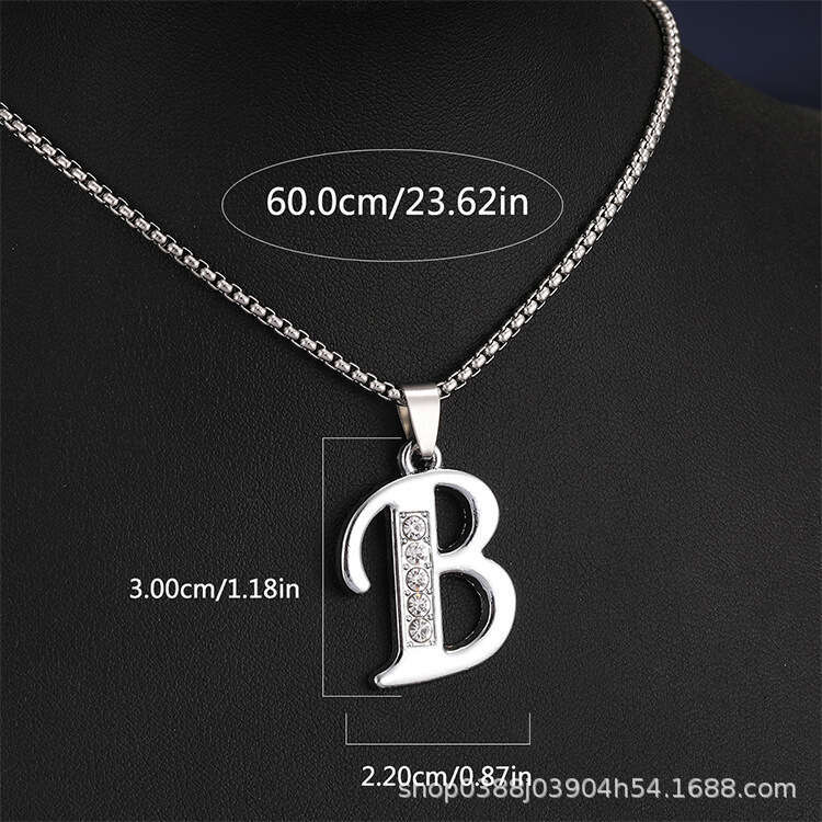 2025 Spring New Collection Of 26 English Letter Necklaces Men, Popular And Creative Dia Studded Jewelry Accessories For Women