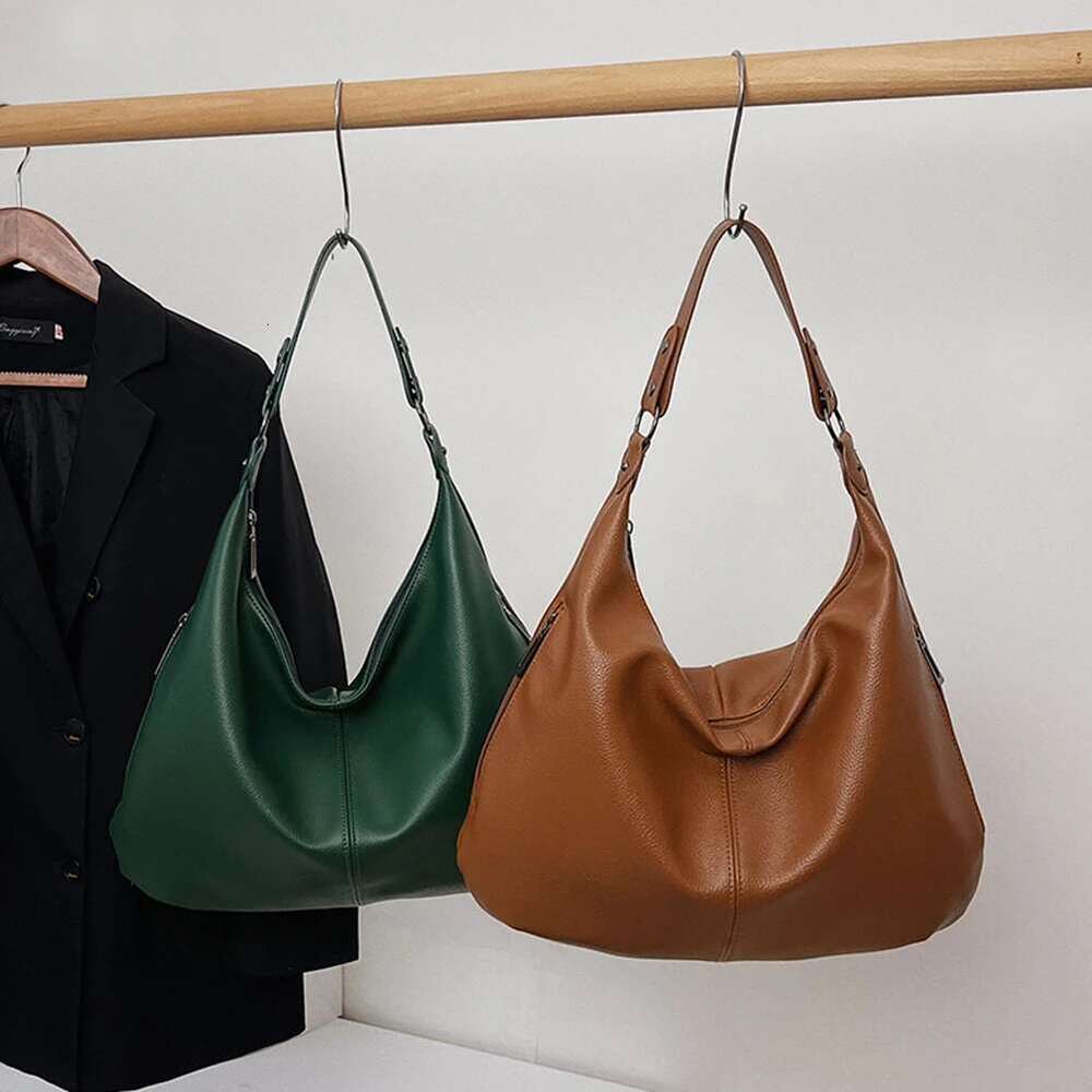 Women PU Stylish Single Shoulder Solid Color Vintage Carrying Zip Closure Chic Hobo Daily Commuting Bag Bag