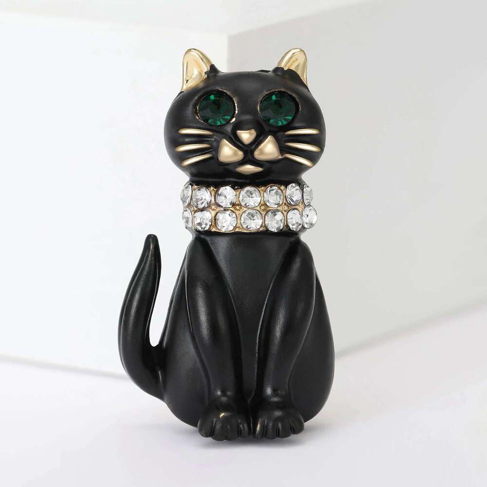 Enamel Cat Pin For Women Unisex Rhinestone Cats Brooch Kitten Lapel Pins Banquet Party Backpack Gifts Jewelry Accessories