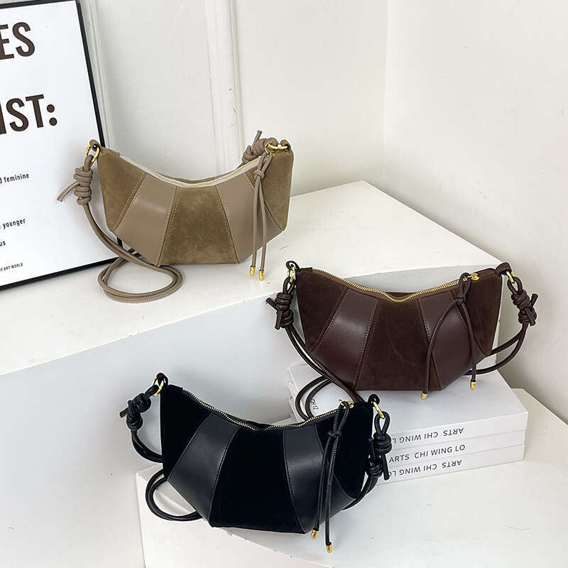 French Style Niche Texture Shoulder Fashionable New Dumpling Bag, Design Sense, Splicing, Versatile Crossbody Bag