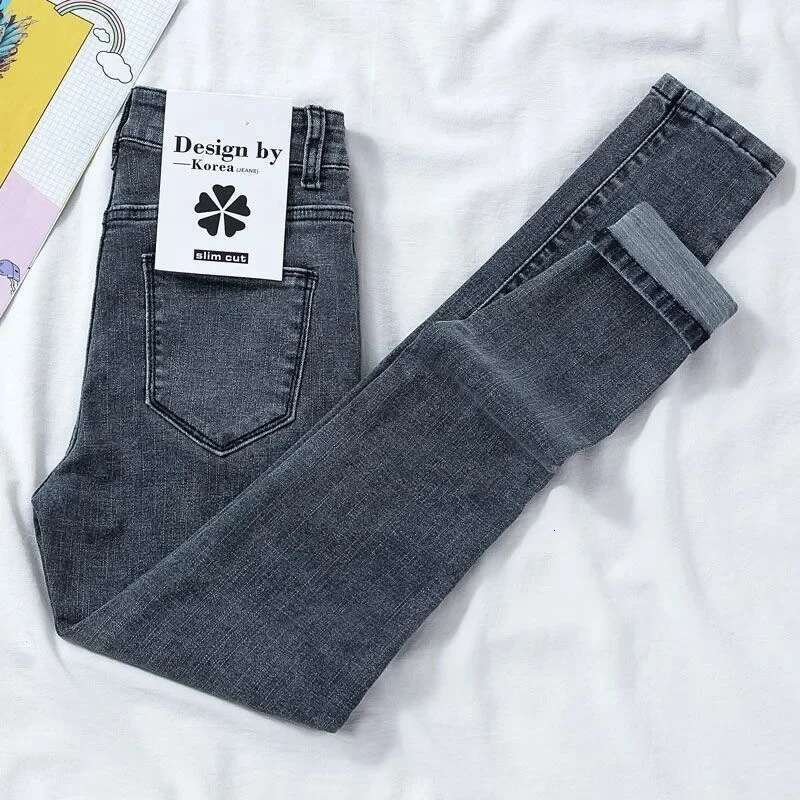 New Autumn Jeans Women's High-Waisted Slimming Cropped Pants Trendy Student Versatile Straight Legs Smooths Your Silhouette