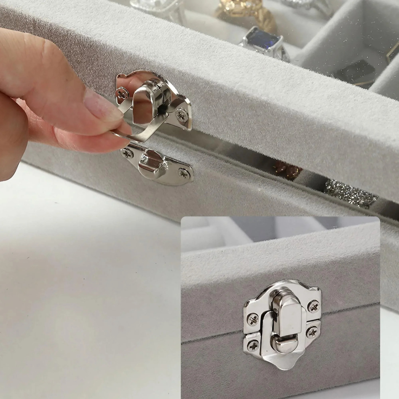 Velvet Ring Organizer Box - Clear Lid Jewelry Holder Dust-Proof Storage Tray for Rings and Earrings for Multiple Jewelry Pieces 250428