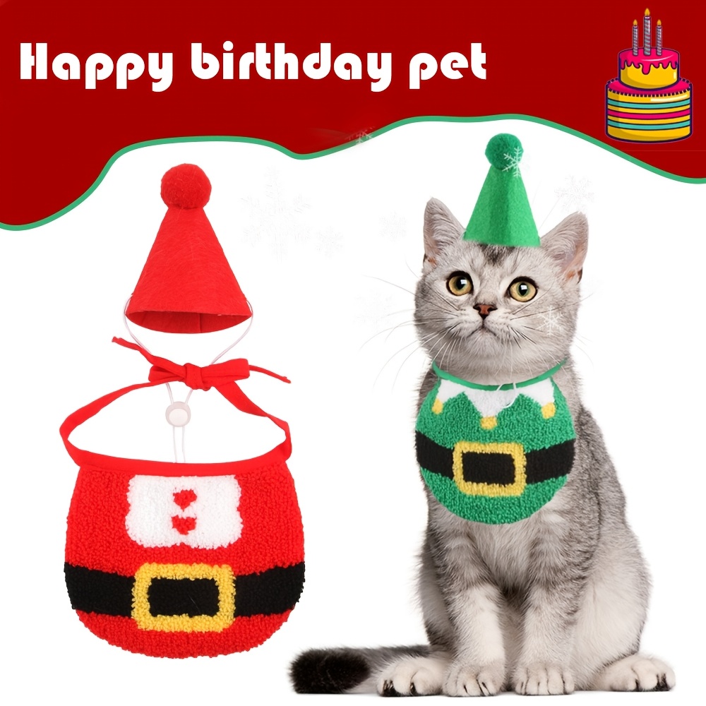Pet birthday costume sets, cat and dog Christmas sets, suitable for small and medium-sized pets