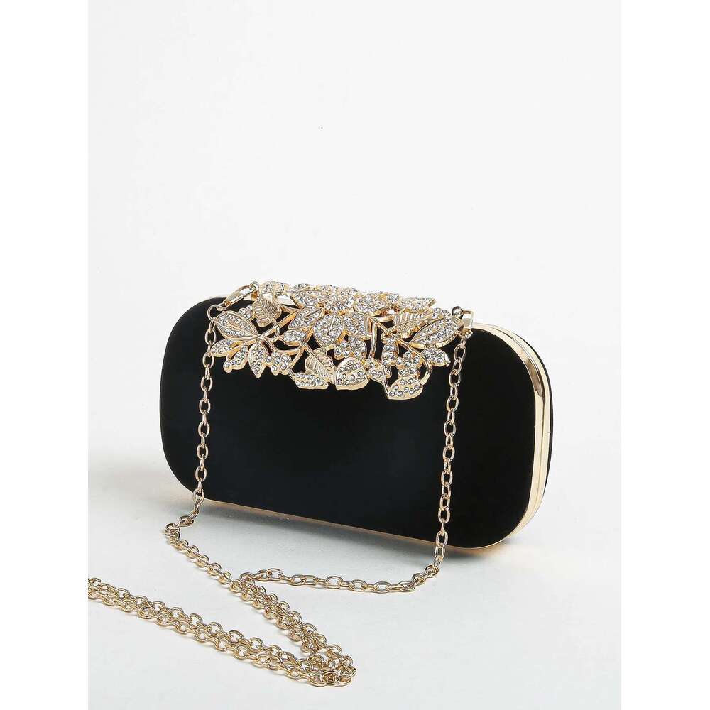 Rhinestone Clutch Bag With Crystal Floral Clasp Women Evening Handbag Formal Party Purse