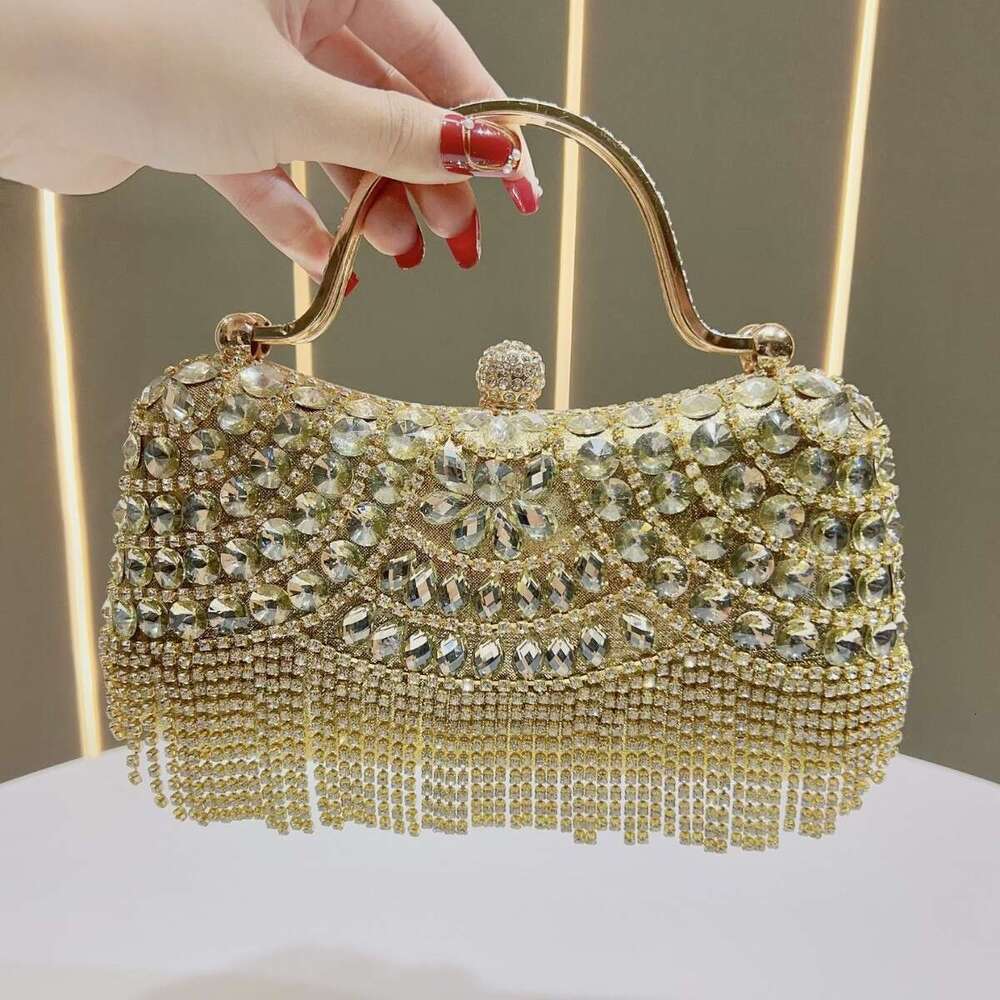 Dinner Bag New Diamond Set Handbag Tassel Evening Dress Bag Birthday Wedding Single Cross Shoulder Banquet Bag KQ