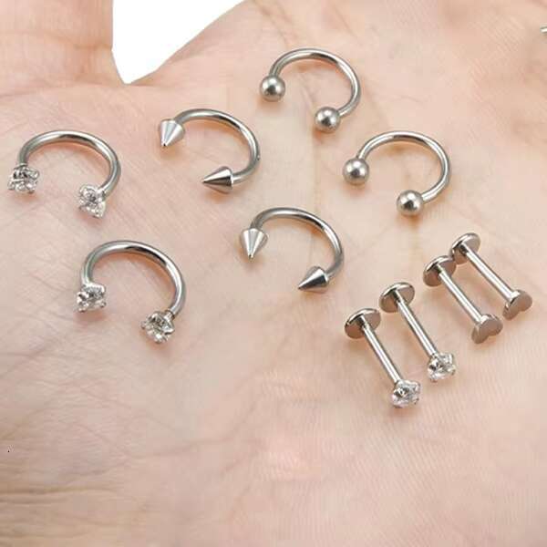 F136 Titanium Horseshoe Nose Stud Nose Ring and Septum Piercing Helix Cartilage Earrings Titanium Piercing Jewelry