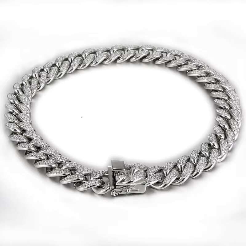 20mm Thick Stainless Steel Hiphop Luxurious Iced Out Full CZ Diamonds Miami Cuban Chain Bracelet Men