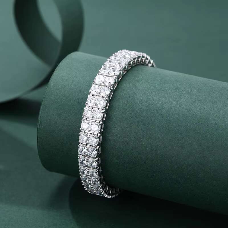 High Quality 925 Sterling Silver Double Row 3.5mm Moissanite Vvs1 D Color GRA Certified Womens Bracelet Jewelry