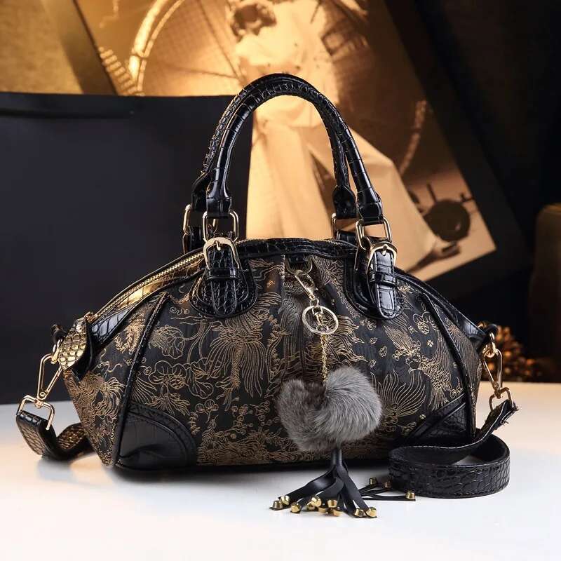 Spring patent leather embroidered printed handbag dumpling banquet dress large-capacity one-shoulder cross-body women's bag