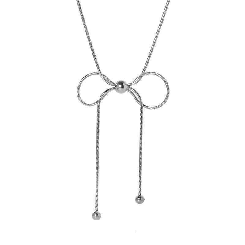 Instagram Iuencer's Same Style Drawstring Butterfly Design Necklace, Gold Titanium Steel Lock Chain, High-End Accessory