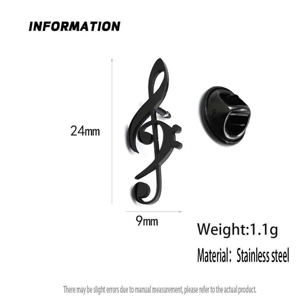 Musical Symbol Hollow Gold-Plated Badge, Collar Brooch Black, Sier Lapel Pin, Suit Accessories Set, Branded Men's Gift
