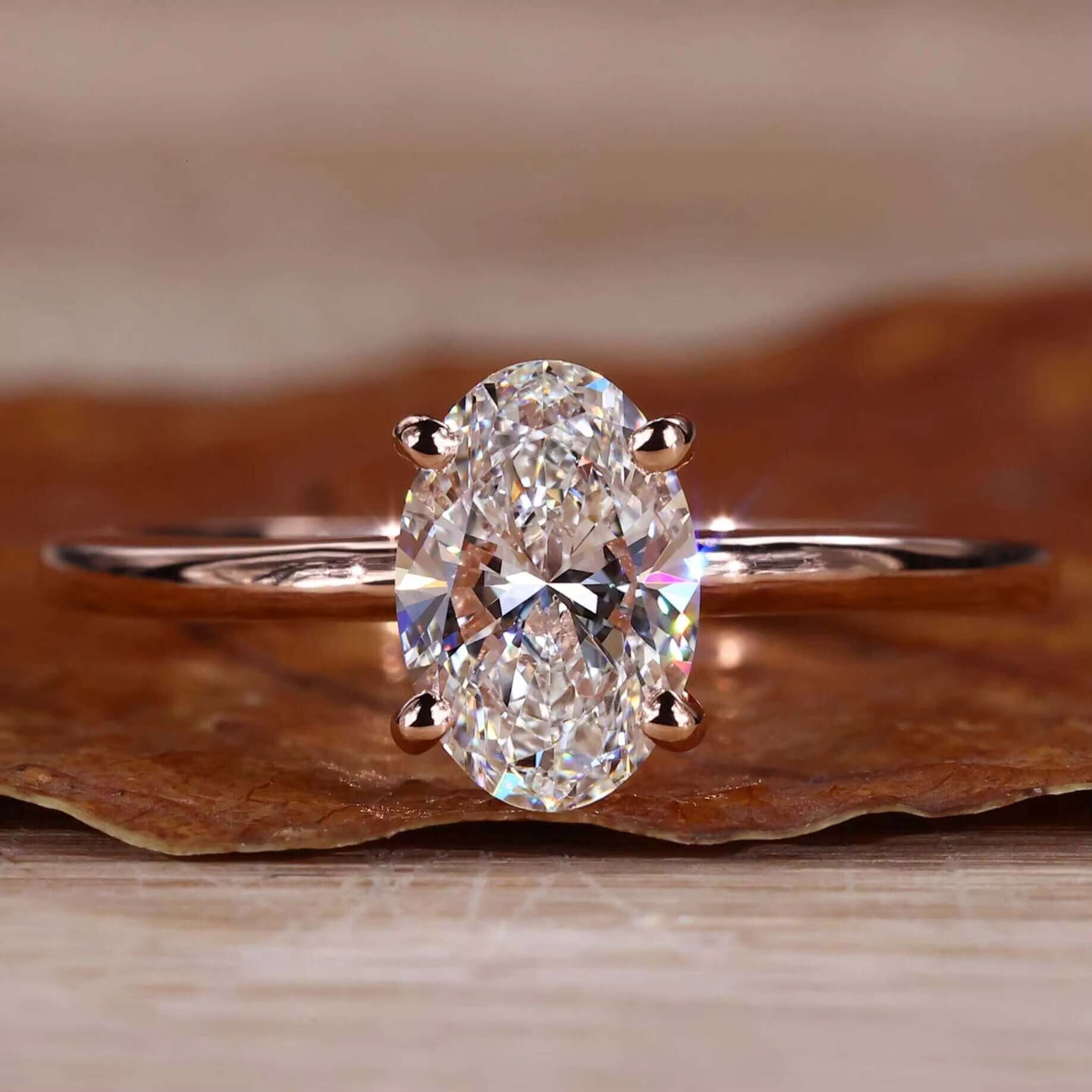Classic Lab Grown Diamond Ring IGI Certificate 1CT Real Gold Solitaire Oval Cut Engagement Ring