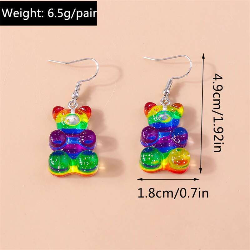 Cartoon Gummy Bear Drop For Women Animal Pendant Dangle Earrings Brincos Femme Girls Party Holiday Jewelry Gifts