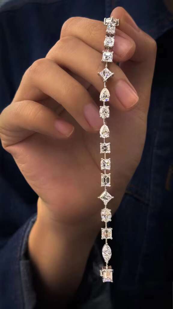 Custom 10K Real Gold Diamond Bracelet Fancy Cut Lab Grown Diamond Tennis Bracelet Diamond for Women Bracelets Bangles