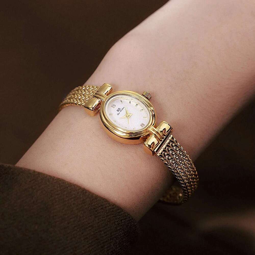 Women's Watches Brand Oval Quartz Watch Gifts For Women Vintage Elegant Waterproof Golden Wheat Bracelet Wristwatch