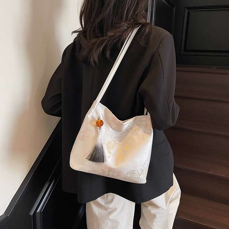 minimalist bucket bag chinese embroidery largecapacity bag womens spring summer 2025 new shoulder crossbody bag