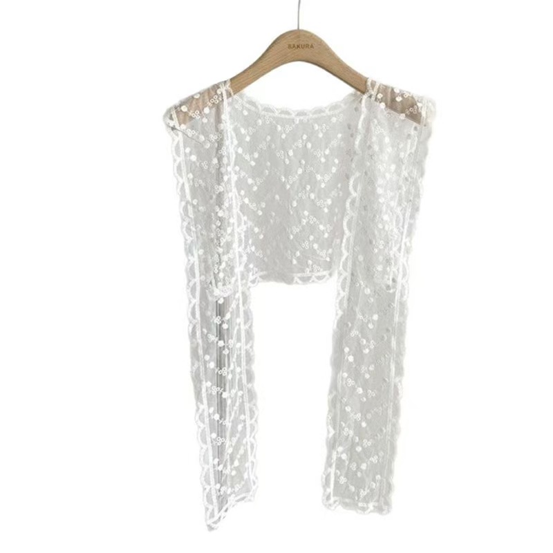 K586 Lace scarf can be used as a belt. Spring new Japanese sweet Korean style gentle design lace shawl AL228