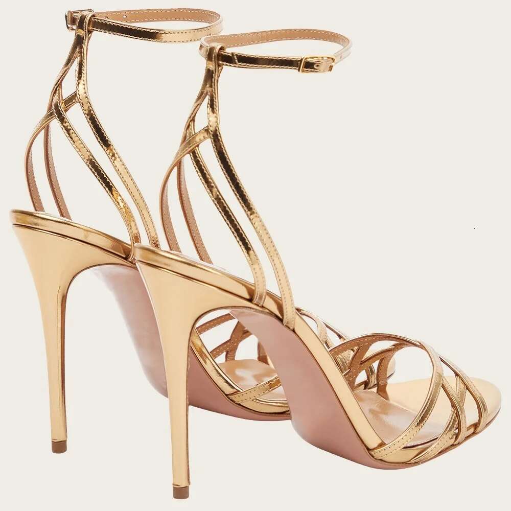Summer Round High Heels Sexy Strappy Open Toe Buckle Strap Party Banquet Shoes Women Sandals