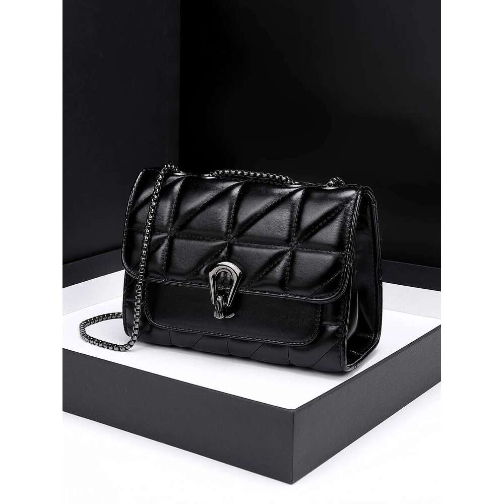 Retro Flip Women's Diagonal Cross PU Leather Quilted Embroidered Handbag Fashion Designer Chain Shoulder Bag