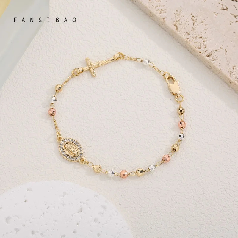 FanSibao Virgin Mary Rose Bead Bracelet Womens Bracelet Fashion Accessories Original Bracelet Jewelry 250428