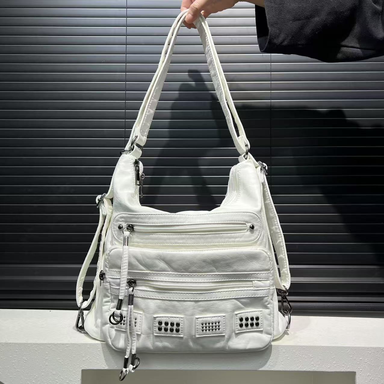 Ladies' soft leather European and American retro shoulder bag, Japanese and Korean trendy commuting crossbody bag