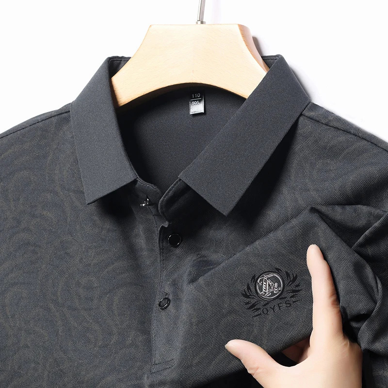Summer Print Short Sleeve Polo Shirt for Men High end Casual Collar Half Sleeve T-shirt Bottom Top for Men 250428