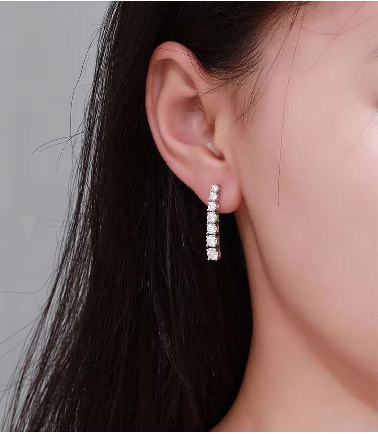 Fine Jewellery Elegant Sublimation 925 Silver Fashion Jewelry Long Tassel Moissanite Diamond Drop Earrings for Women