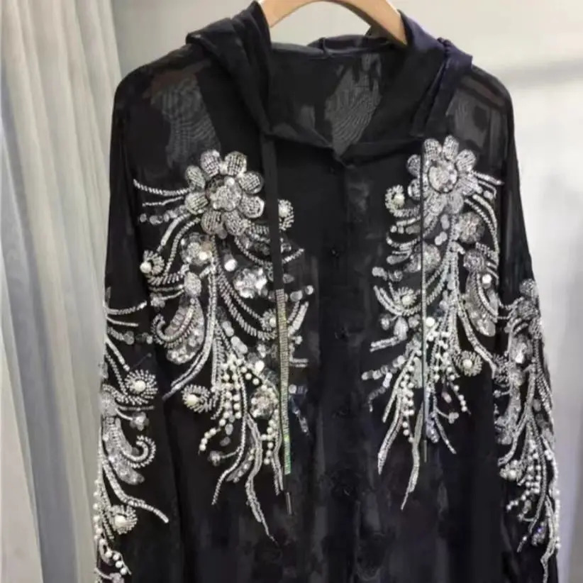 High end 2025 SpringSummer Hoodie Womens Loose Casual Y2K Black Top Dress 250422