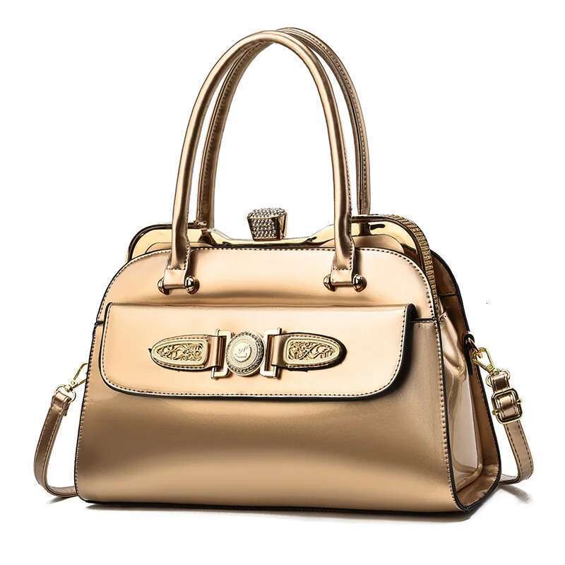 Spring and summer new patent leather metal buckle steel frame handbag banquet dress daily one-shoulder cross-body women's bag