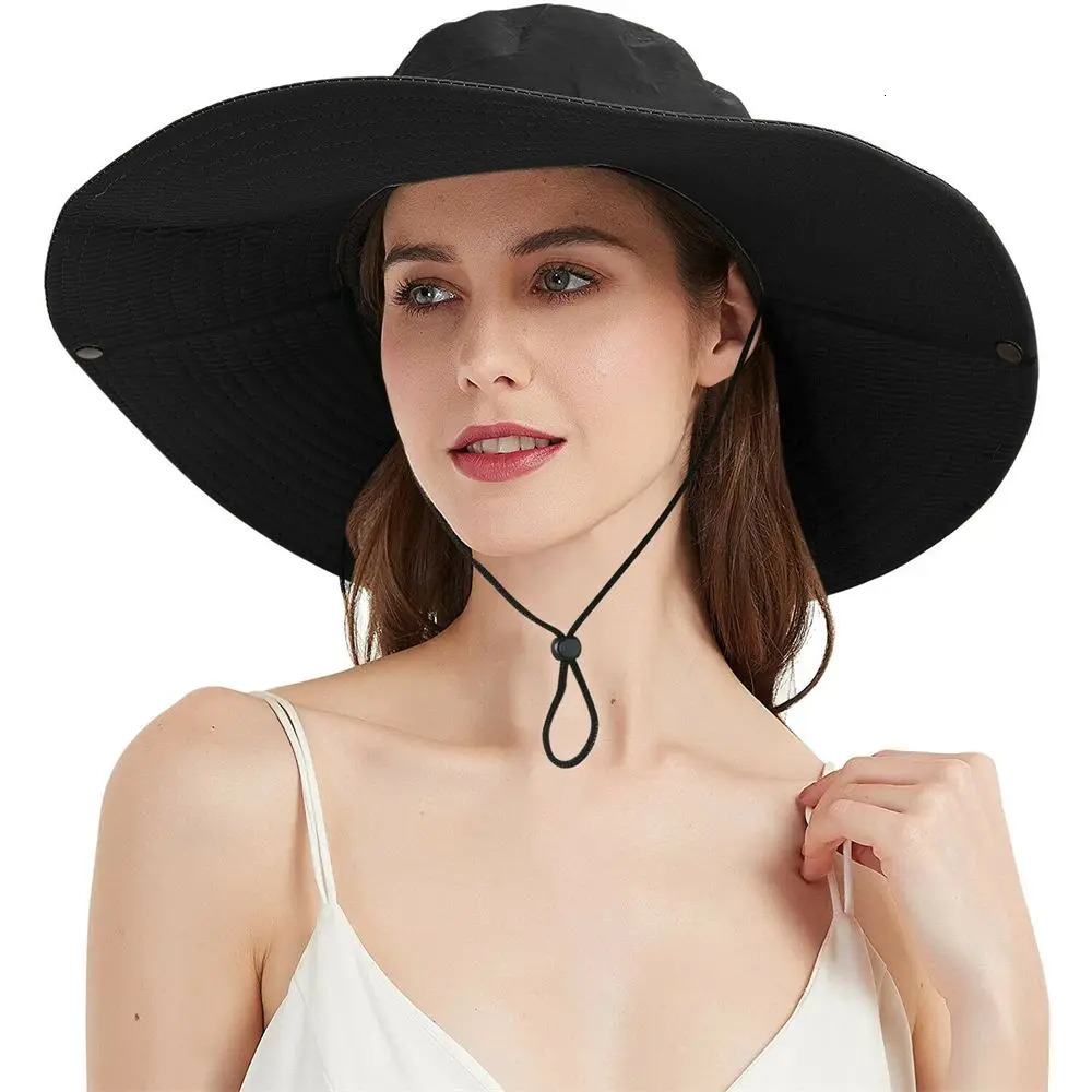 Men Women Wide Visor Brim Hat Boonie Bucket Cap Summer Fishing UV Sun Protection Breathable Caps 250430