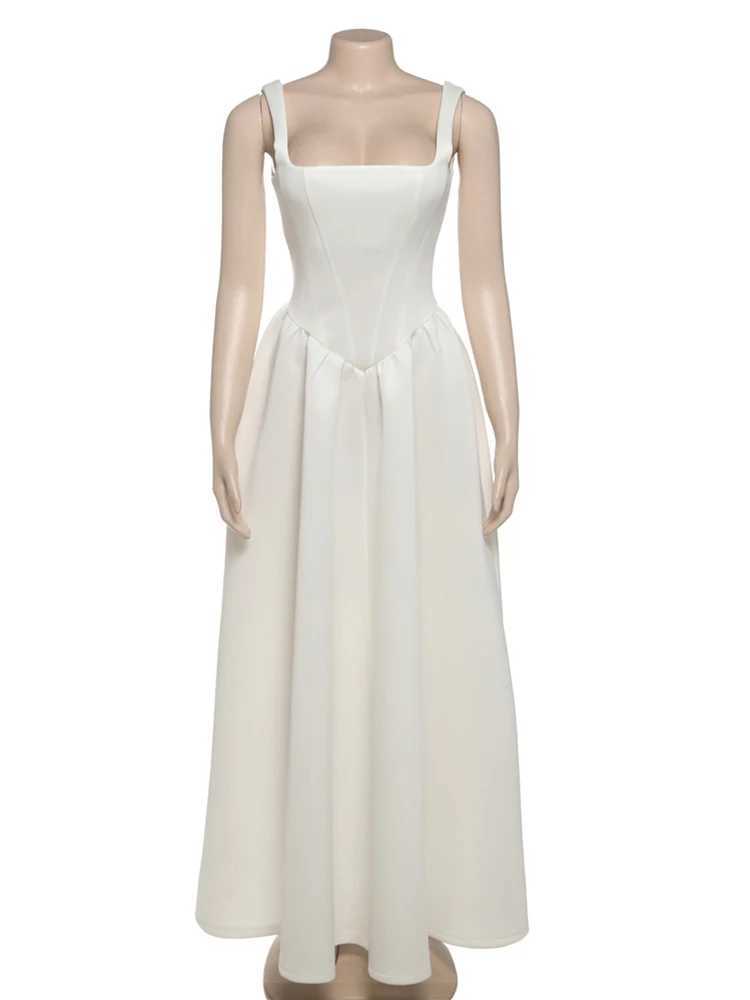 Nibber Zip Temperature Ball Dress Womens Sleeveless 2025 Summer Patch Work Ultra Thin Strap Formal Banquet Party Body W250430