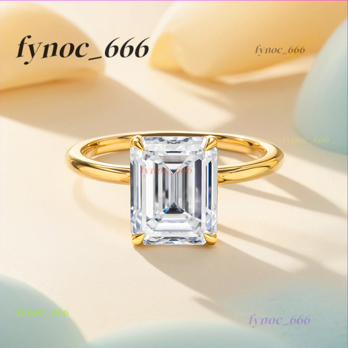 Szjinao 100% Real Emerald Cut Moissanite Ring 14k Gold 1ct 2ct 3ct Wedding Eternity Jewelry For Women Certified Engagement Gifts