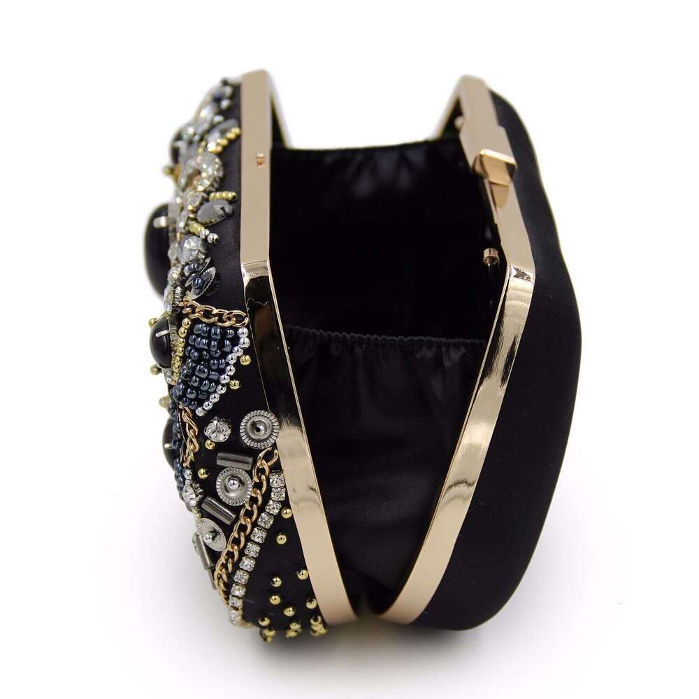 Dinner Bag Beaded And Diamond Dinner Women S Banquet Handheld Black Bag Handmade Embroidered KQ