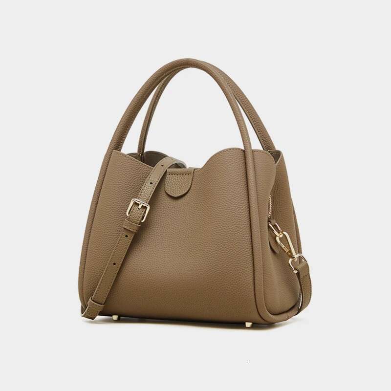 Hifashion Cowhide Genuine Leather Bucket Shoulder Bags For Women Designer Crossbody Purses Work Tote Ladies Handbags Bag