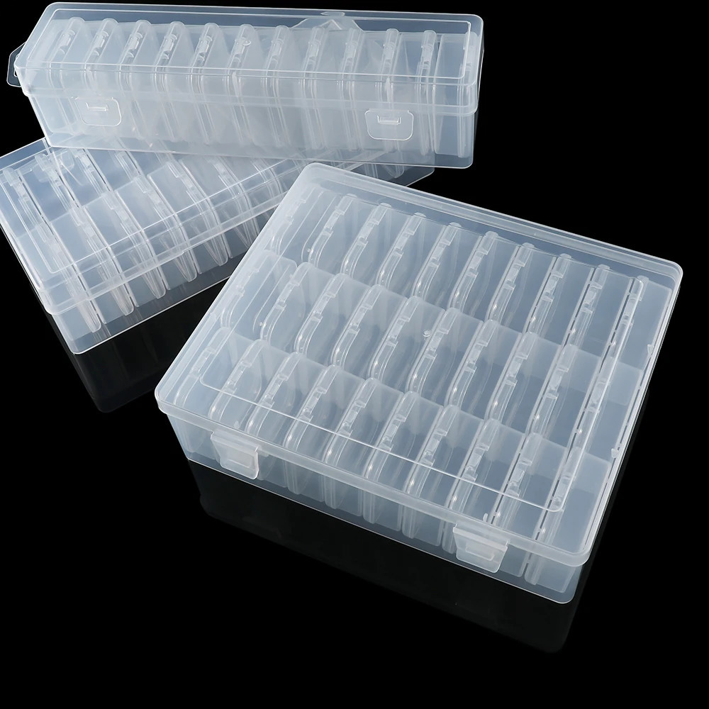Bead Organizer Box 12/24/30Pcs Small Clear Plastic Bead Storage Containers with Hinged Lid for Storage Crafts Jewelry Organizer 250428