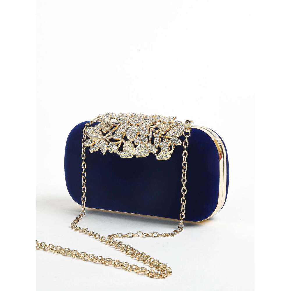 Rhinestone Clutch Bag With Crystal Floral Clasp Women Evening Handbag Formal Party Purse