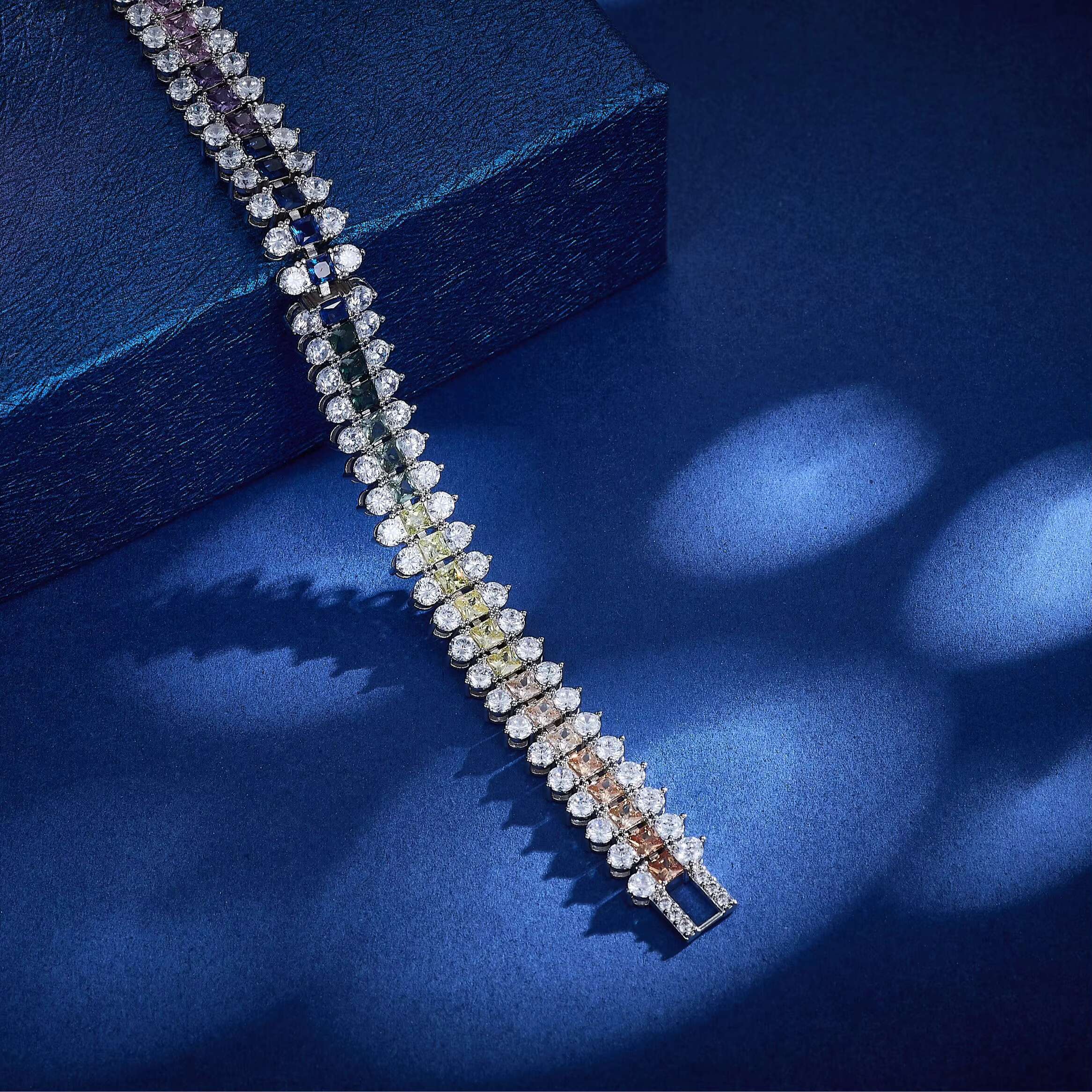 Cubic Zirconia Trendy Alloy Chain Link Charm Bracelets Wholesale Womens Rhodium Tennis Bracelet Jewelry