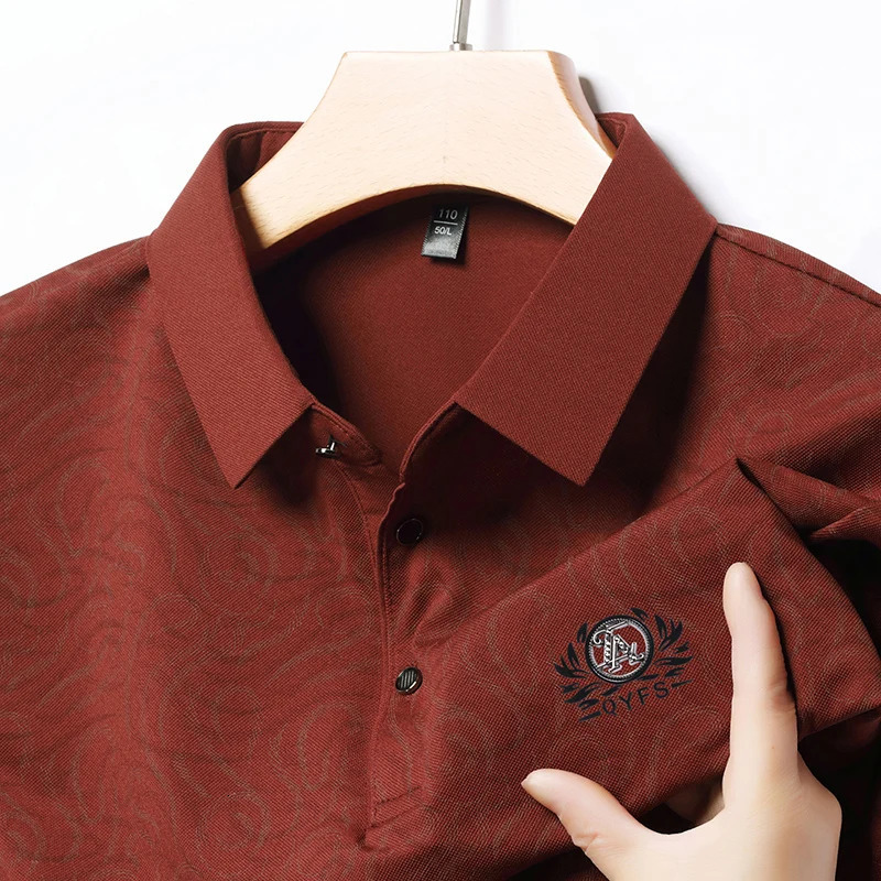 Summer Print Short Sleeve Polo Shirt for Men High end Casual Collar Half Sleeve T-shirt Bottom Top for Men 250428
