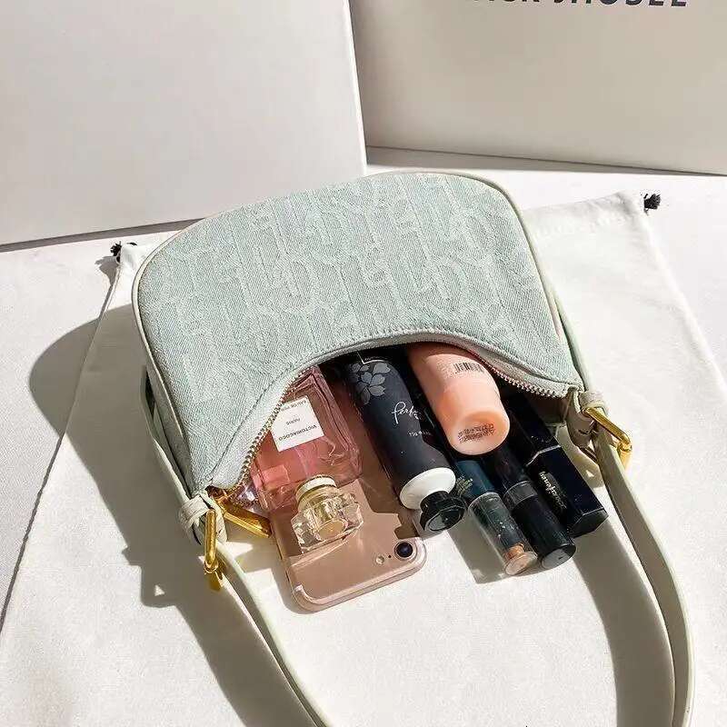 Stylish Casual Underarm Letter Embroidery Baguette Bag, Women's Everyday Shoulder Bag & Purse