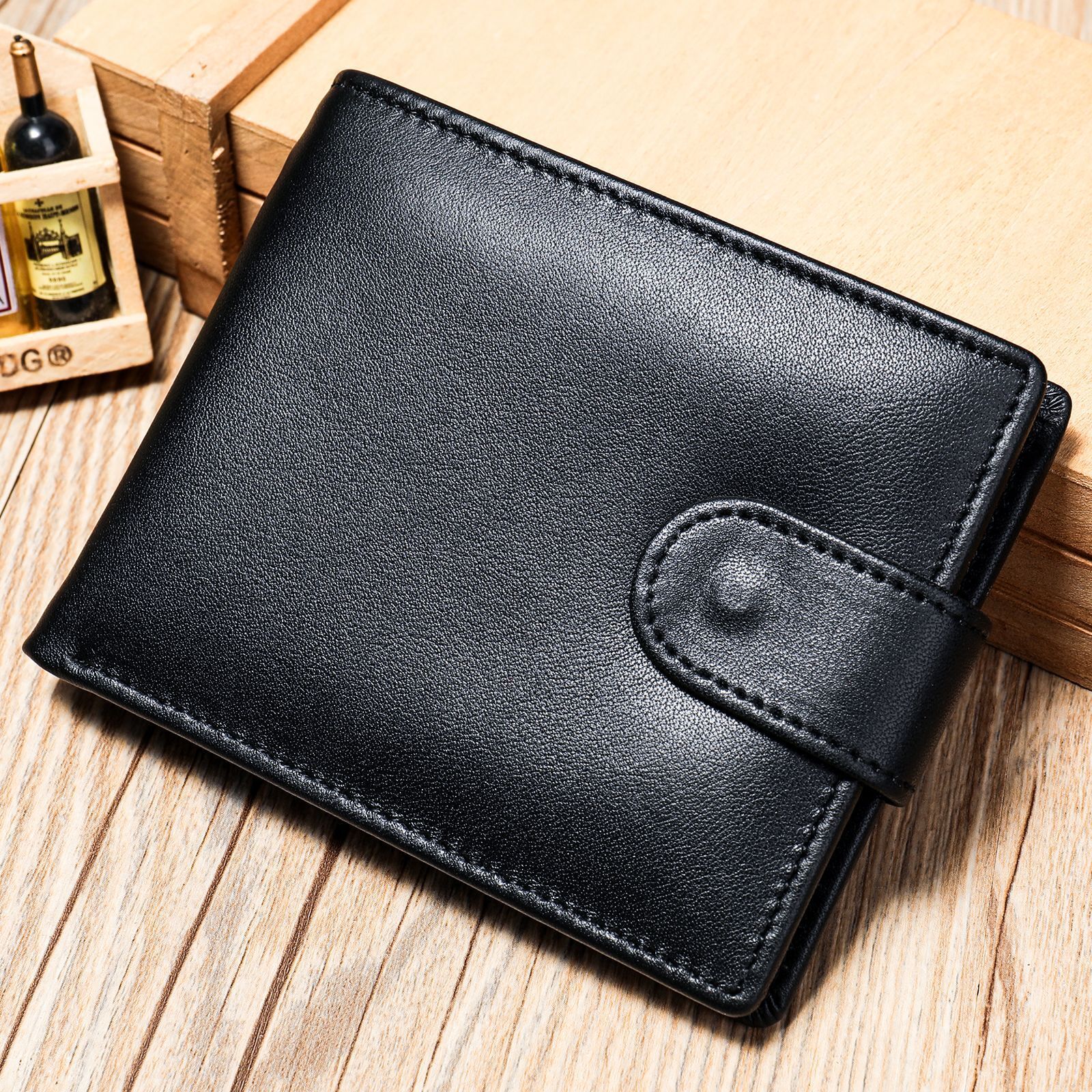 Malunte genuine men's short zero 2023 new multi slot leather top layer cowhide wallet for men
