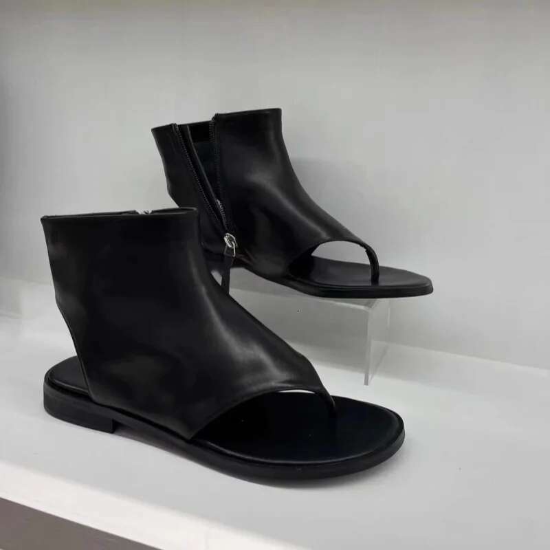 Fashion Brand Open Toe Sandals Side Zipper Flats Outdoor Comfortable Casual Shoes Women Party Flip Flops